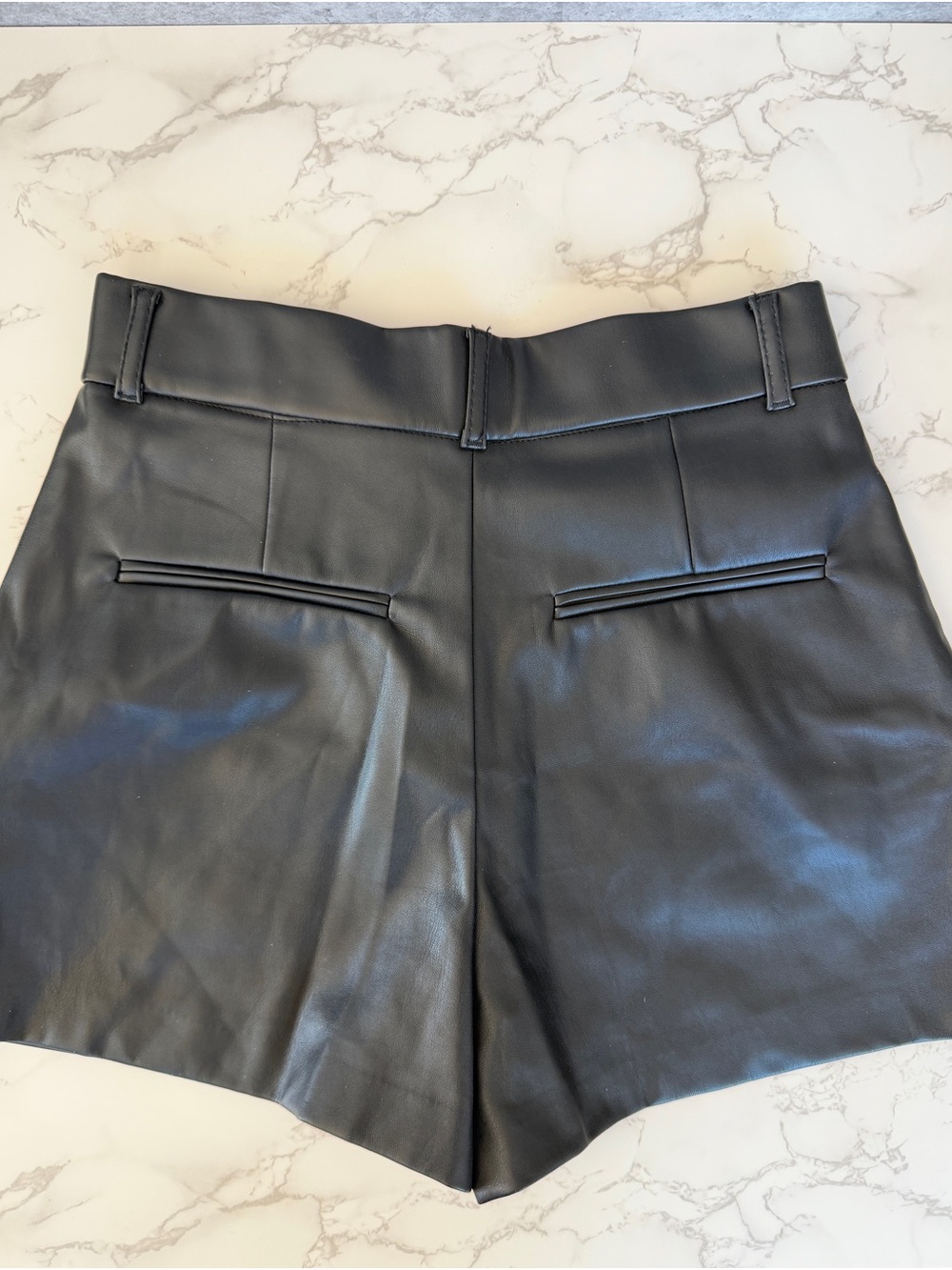 Zara Black Faux Leather High-Waist Shorts